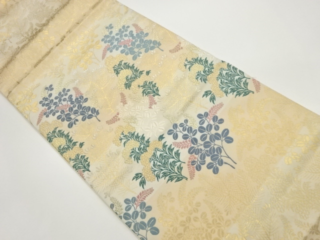 JAPANESE FUKURO OBI / WOVEN FLORAL PLANTS